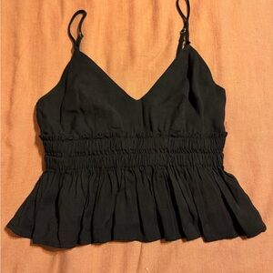 Cotton Candy LA Black Smocked Peplum Camisole